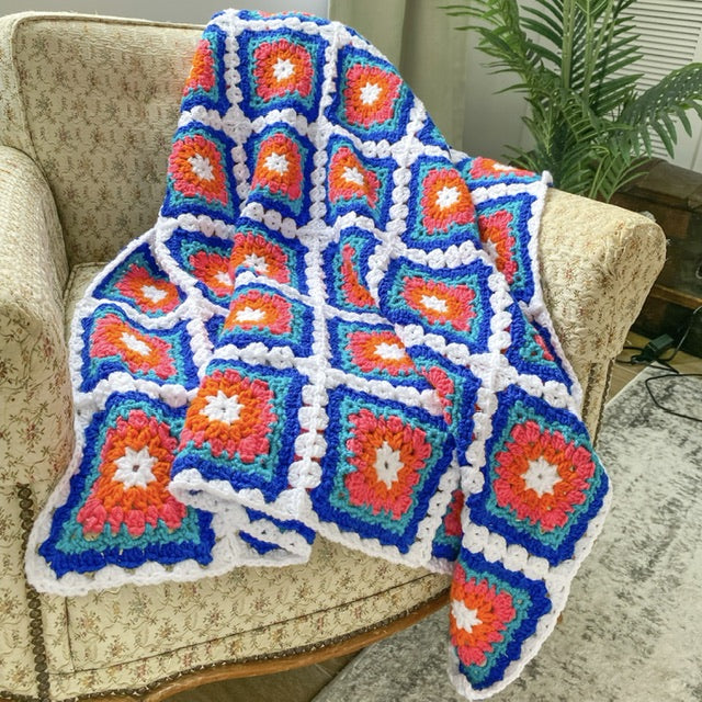 How to crochet a Beachy Sunrise Blanket - Free Granny Square Pattern